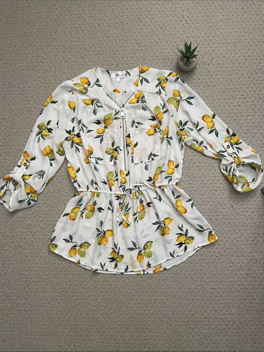 Stella tweed flowy lemon blouse